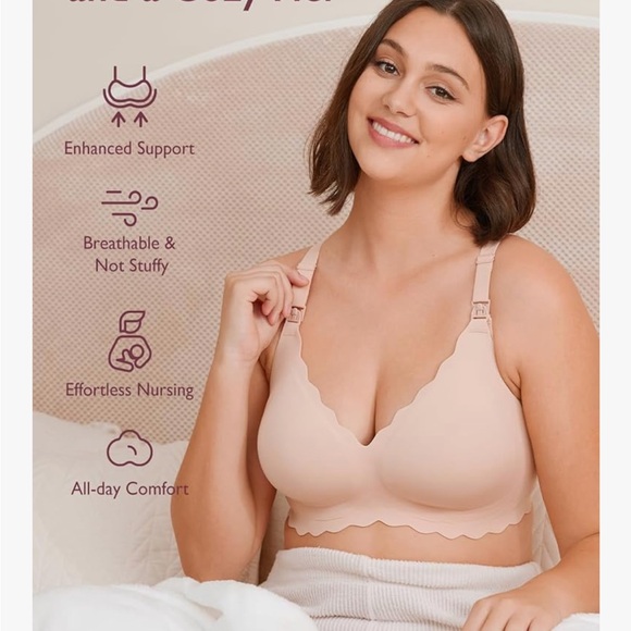 Elegant Seamless Nursing Cream Bra - Picture 4 of 5